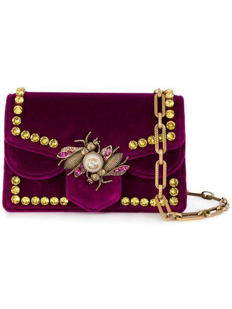 gucci purple bee bag